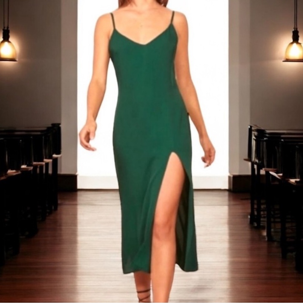 REFORMATION emerald Green Crimini Dress •2